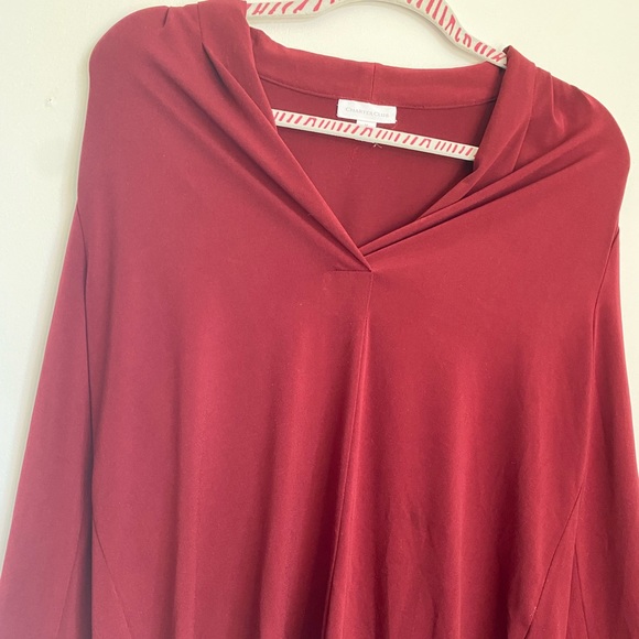 Charter Club Women’s Long Sleeve Maroon V-Neck Top - Picture 2 of 4